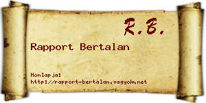 Rapport Bertalan névjegykártya